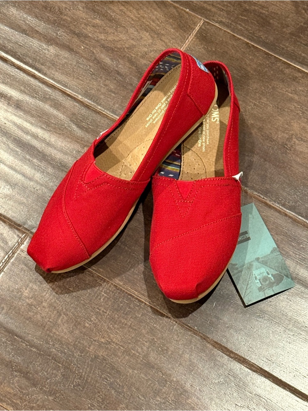 NWT TOMS Red Slip-On Canvas Flats